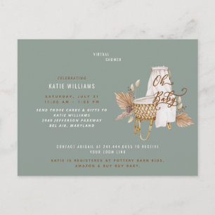 Oh Baby Boho Bassinet Sage Virtual Dusche Ankündigungspostkarte
