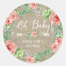 Oh Baby BOHO Bohemisch Floral Babys Atmen Rustikal Runder Aufkleber