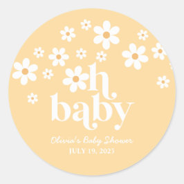 Oh Baby! Boho Daisy Baby Dusche gelb! Runder Aufkleber