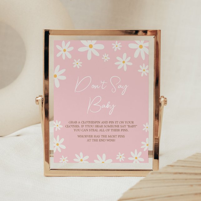 Oh Baby Boho Daisy Babydusche Sage nicht Baby Poster (Retro Daisy Flowers Baby Shower Don't Say Baby Sign)