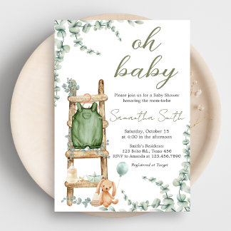 Oh Baby Boho Eucalyptus Baby Dusche Einladung