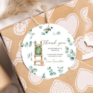 Oh Baby Boho Eucalyptus Baby Dusche Runde Geschenkanhänger