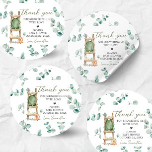 Oh Baby Boho Eucalyptus Baby Dusche Runder Aufkleber
