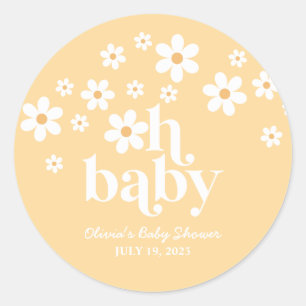 Oh Baby! Boho-Gästebuch für Babyparty mit gelben B Runder Aufkleber
