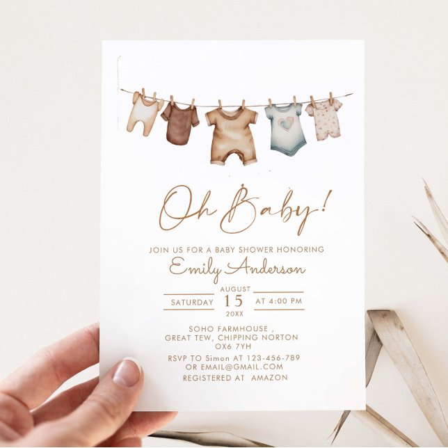 Oh Baby Boho Kleidung Babydusche Einladung (Von Creator hochgeladen)