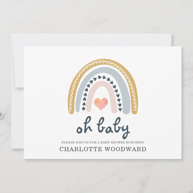 Oh Baby Boho Rainbow Girl Baby Shower Einladung (Vorderseite)
