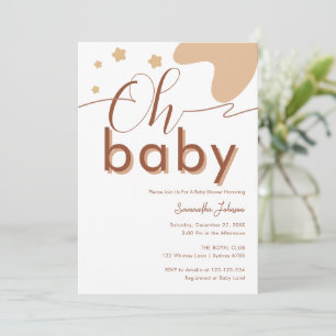 Oh Baby Boho Script Gender Neutral Baby Dusche Einladung