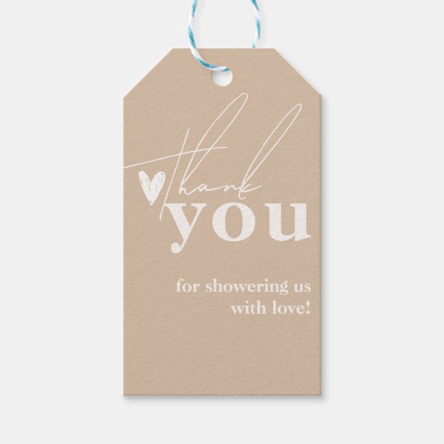 Oh Baby Boho Simple Heart Baby Dusche Geschenkanhänger (Vorderseite)