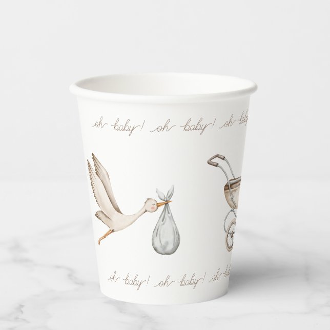 Oh Baby Boho Wasserfarbe Gender Neutral Pappbecher (Vorderseite)