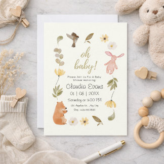 Oh Baby Boho Woodland Gender neutrale Babydusche Einladung