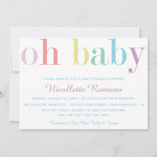 Oh Baby Bold Pastel Rainbow Baby Shower Einladung