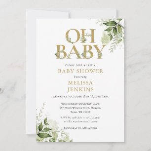 Oh Baby Botanical Greenerenery Gold Baby Dusche Einladung