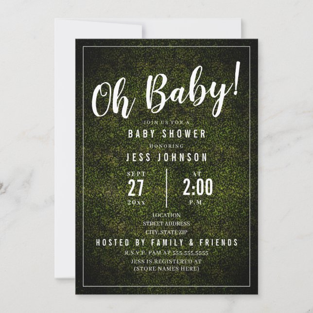 Oh Baby Boxwood Greenerenery Baby Shower Einladung (Vorderseite)