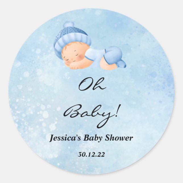 Oh Baby Boy Baby Shooter Round Stickers (Vorderseite)