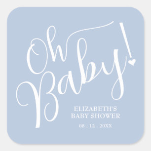 Oh, Baby! Boy Baby Shower Blue Quadratischer Aufkleber