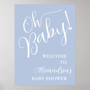 Oh, Baby! Boy Baby Shower Blue Willkommen Poster