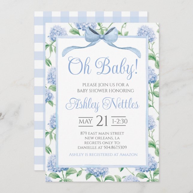 Oh, Baby! Boy Baby Shower Einladung (Vorne/Hinten)