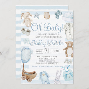 Oh, Baby! Boy Baby Shower Einladung