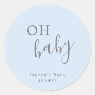 Oh Baby Boy Blue Simple Baby Dusche Gefallen Runder Aufkleber