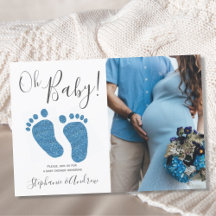 Oh Baby Boy Couples Photo Blue Baby Shower