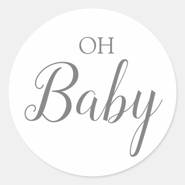 Oh Baby Boy Gender Reveal Blue Script Runder Aufkleber (Vorderseite)