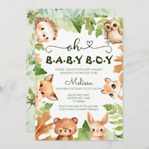 Oh Baby Boy Spring Forest Animals Baby Dusche Einladung