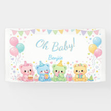Oh Baby Boy Süßes Häschen Pastell-Baby-Party