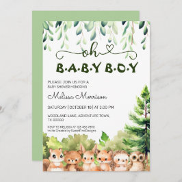 Oh Baby Boy Woodland Dusche Einladung