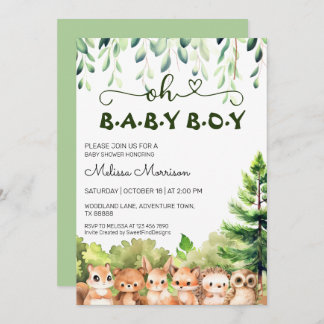Oh Baby Boy Woodland Dusche Einladung