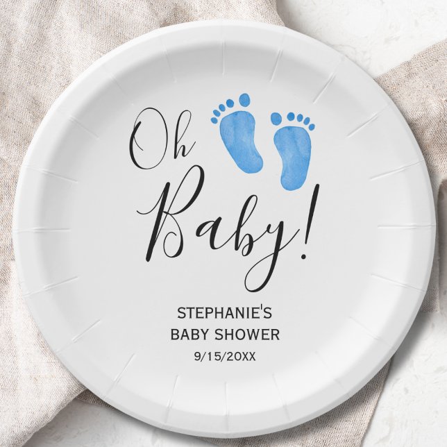 Oh Baby Boy's Baby Dusche Pappteller (Von Creator hochgeladen)