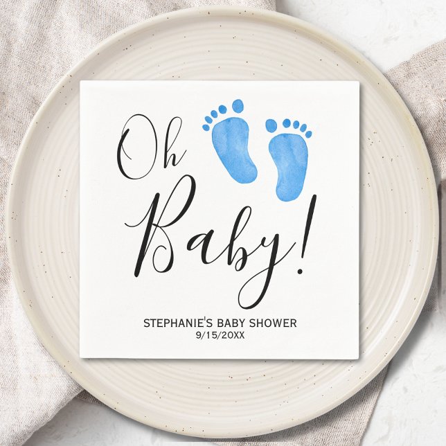 Oh Baby Boy's Baby Shower Napkins Serviette (Von Creator hochgeladen)