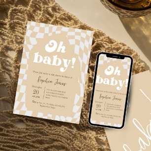 Oh, Baby! braun kariert   Gingham   Babydusche Einladung