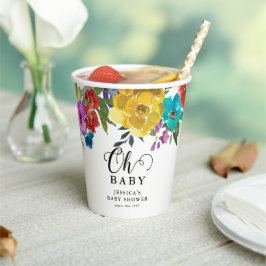 Oh Baby Bright & Bold Florals Baby Dusche Pappbecher