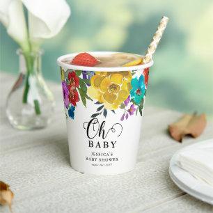 Oh Baby Bright & Bold Florals Baby Dusche Pappbecher