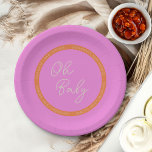 Oh Baby Bright Pink und Orange Baby Dusche Pappteller<br><div class="desc">Helle und fröhlich gewagte Baby-Duschpapier-Teller mit handgeschriebener Schrift und moderner Typografie. Das Tricolor-Design ist in Rosa, Orange und neutral - alle sind sehr einfach zu ändern im Design-Tool, wenn Sie gewollt, um Ihre eigene einzigartige Farbpalette zu erstellen. Um Einladungen, Schreibwaren, Spiele und die tägliche Dekoration zu koordinieren, schauen Sie bitte...</div>
