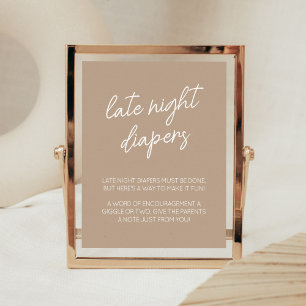 Oh Baby Brown Minimalistisch Spate Night Diapers Poster