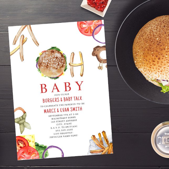 OH Baby Burgers & Baby Talk Baby Dusche Einladung (Von Creator hochgeladen)
