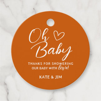 Oh Baby Burnt Orange Babydusche Danke Geschenkanhänger