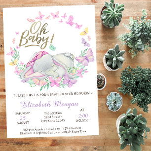 Oh Baby Butterflies Baby Elephant Baby Shower Einladung