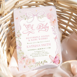 Oh Baby Butterfly Kisses Pink Baby Shower Einladung