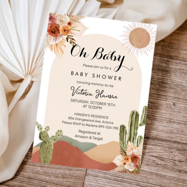 Oh Baby Cactus Desert Baby Shower Southwestern Einladung (Von Creator hochgeladen)