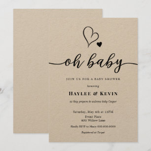 Oh Baby Calligraphy Showeinladung Einladung