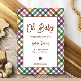 Oh Baby Checkered Baby Shower Einladung