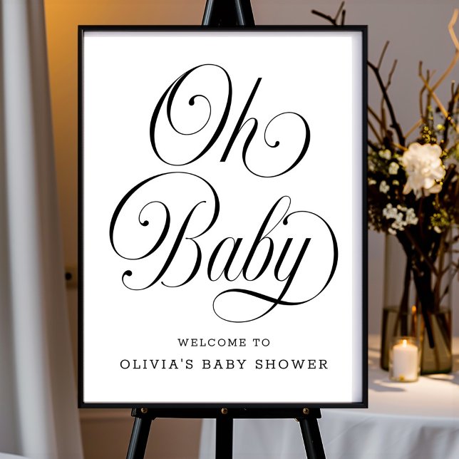 Oh Baby Chic B&W Neutral Baby Shower Welcome Sign Poster (Von Creator hochgeladen)