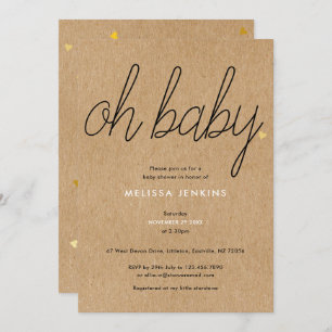 Oh Baby Chic Script Baby Dusche / Sprinkle Rustika Einladung