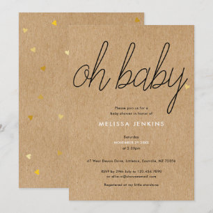 Oh Baby Chic Script Baby Shower / Sprinkle Rustik Einladung