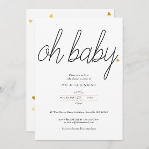 Oh Baby Chic Script Gold Liebe Heart Baby Dusche Einladung