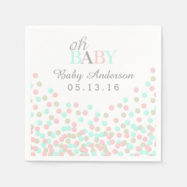Oh Baby Confetti Baby Shower Napkin | Rosa Blau Serviette