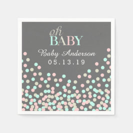Oh Baby Confetti Baby Shower Napkin | Rosa Blau Serviette