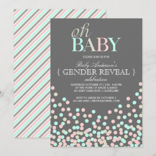 Oh Baby Confetti Gender Reveal Party   Blaurosa Einladung